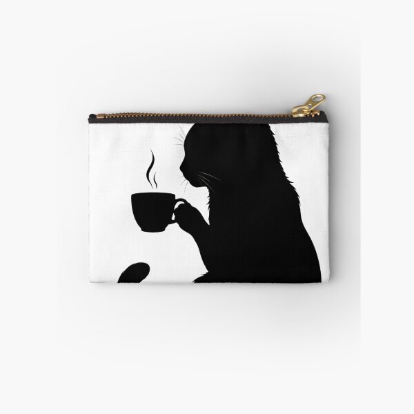 Item preview, Minimalist Black Cat Drinking Coffee - Cute Cat Lover Design designed and sold by CMA Design Studio.