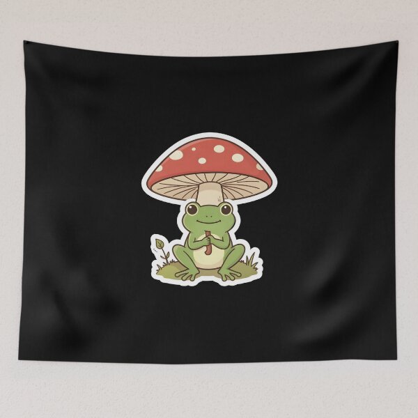 Item preview, Cute Frog with Mushroom Umbrella Cottagecore Kawaii Froggy designed and sold by KCasual.