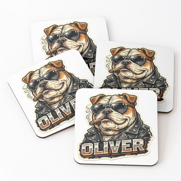 Item preview, Oliver – Cool Bulldog Name Mascot Sticker designed and sold by AlexLineArt.