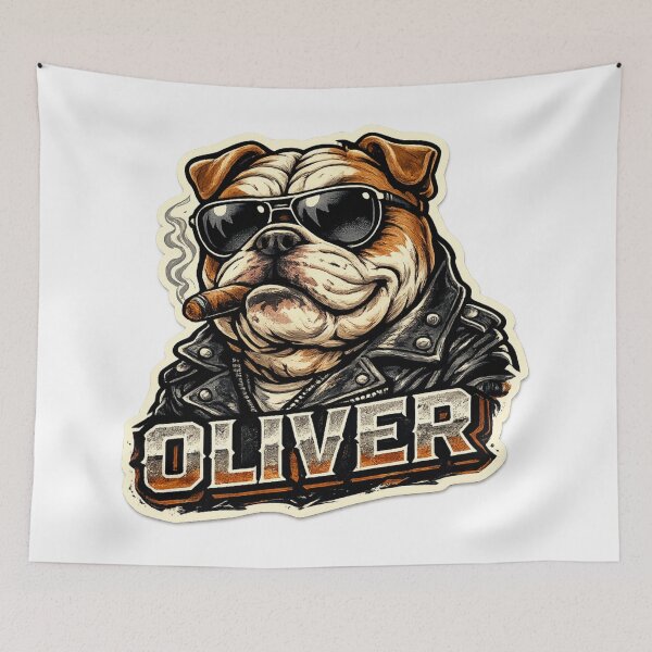Item preview, Oliver – Cool Bulldog Name Mascot Sticker designed and sold by AlexLineArt.