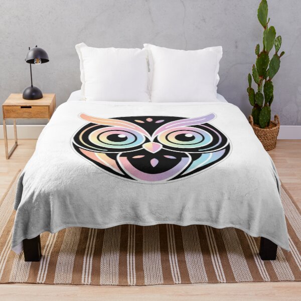 Item preview, Minimalist Rainbow Owl Face Line Art designed and sold by Owcomm.