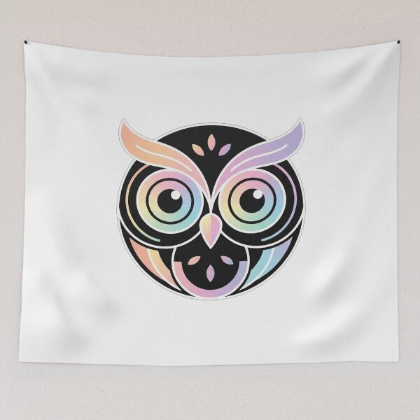Item preview, Minimalist Rainbow Owl Face Line Art designed and sold by Owcomm.
