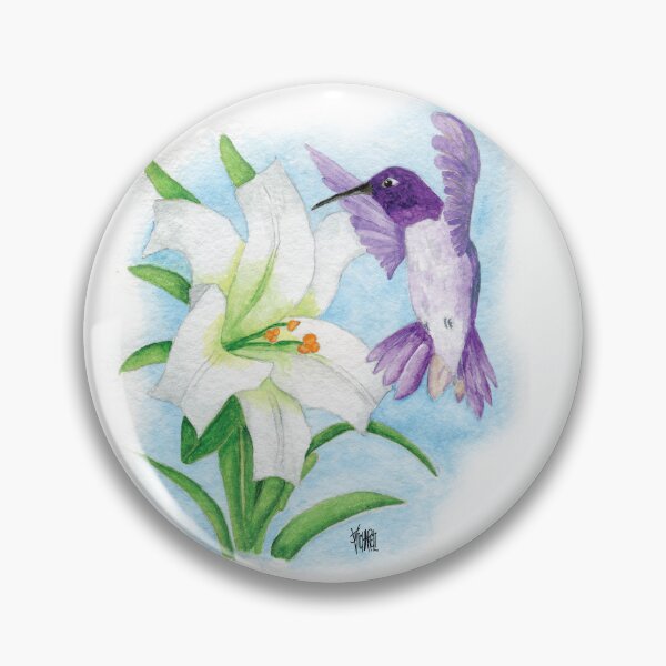 Item preview, BLACK CHINNED HUMMINGBIRD WITH EASTER LILY designed and sold by Jesus Vichareli.