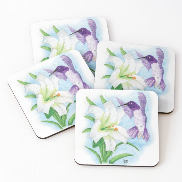 Item preview, BLACK CHINNED HUMMINGBIRD WITH EASTER LILY designed and sold by Jesus Vichareli.