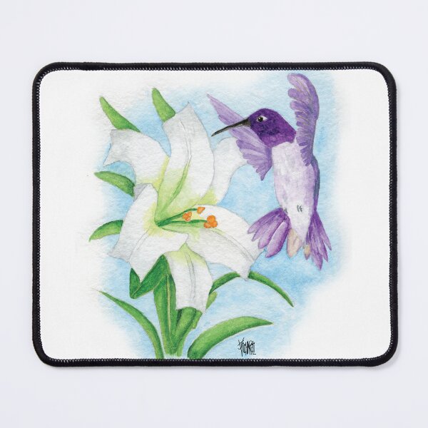 Item preview, BLACK CHINNED HUMMINGBIRD WITH EASTER LILY designed and sold by Jesus Vichareli.