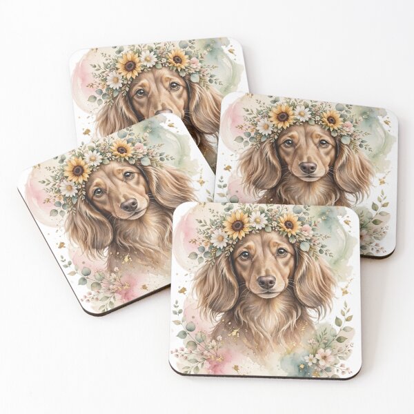 Item preview, Dachshund Canvas Wall Art | Floral Crown Sunflower Boho Dog Mom | Watercolor designed and sold by Donartpictures.