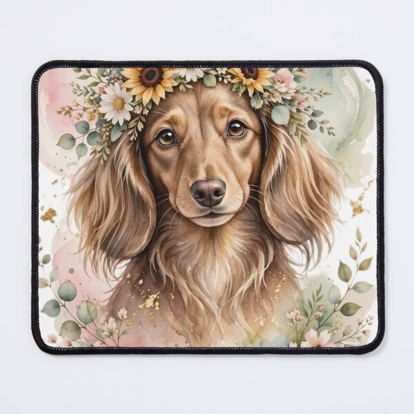 Item preview, Dachshund Canvas Wall Art | Floral Crown Sunflower Boho Dog Mom | Watercolor designed and sold by Donartpictures.