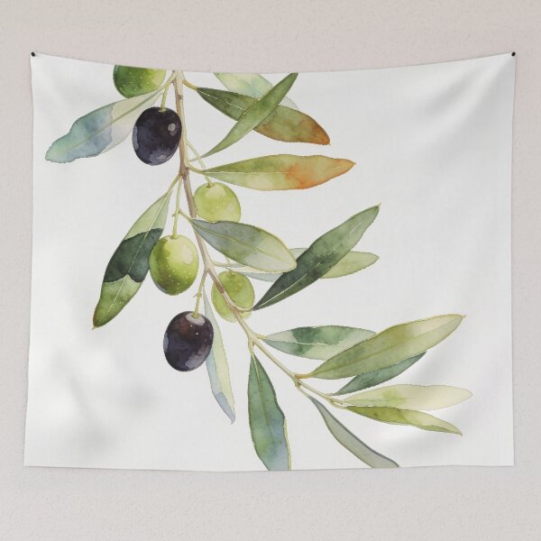 Item preview, Minimalist Olive Branch Watercolor - Elegant Mediterranean Japandi Botanical Wall Art designed and sold by sana designer.