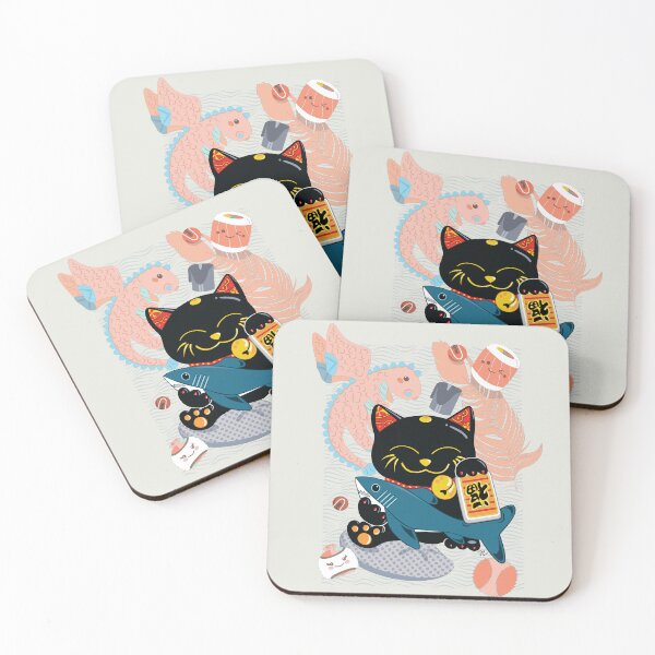 Item preview, Black Lucky Cat and his Favorite Things designed and sold by elephantfeathercreative.