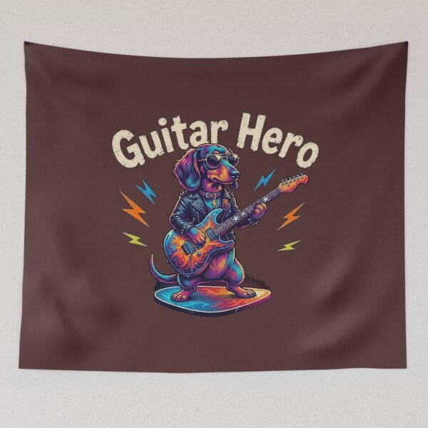 Item preview, Guitar Hero, Dachshund Dog, Sousage dog Playing on Electric Guitar designed and sold by Evelashop.