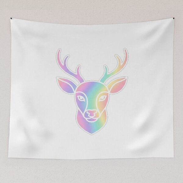 Item preview, Iridescent Rainbow Deer Head Line Art designed and sold by Owcomm.