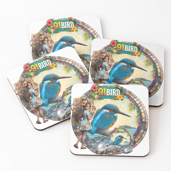 Item preview, Enoshima Shonan Coast with Tropical Island Hime & Kingfisher Johnny! designed and sold by Plus91BIRD.