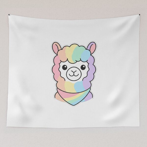 Item preview, Cute Rainbow Pastel Alpaca Wearing Bandana designed and sold by Owcomm.