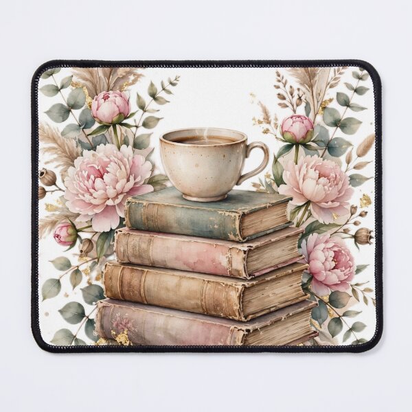 Item preview, Book Stack Canvas Wall Art | Coffee Peony Reading Nook Boho | Book Lover Gift designed and sold by Donartpictures.