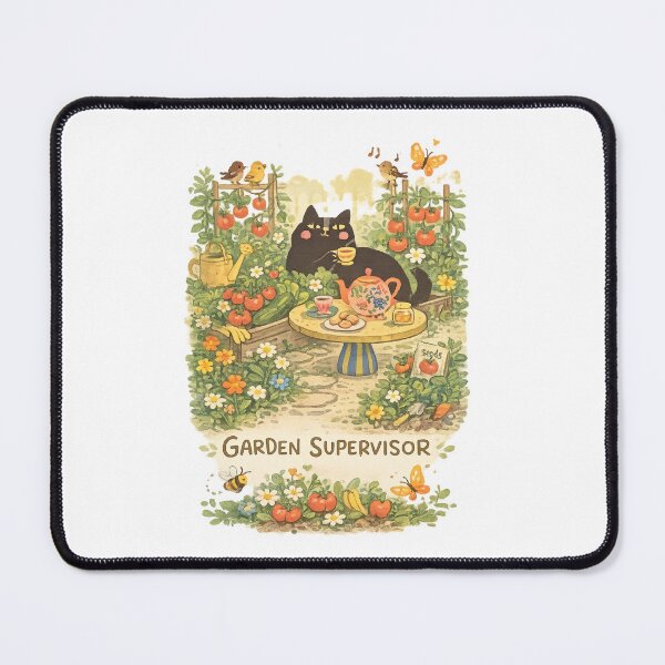 Item preview, Garden Supervisor Black Cat in Whimsical Garden Illustration Gifts designed and sold by Kaehaniz.