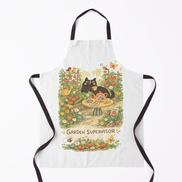 Item preview, Garden Supervisor Black Cat in Whimsical Garden Illustration Gifts designed and sold by Kaehaniz.