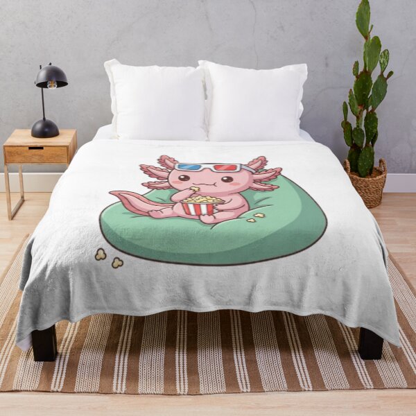 Item preview, Cute Axolotl Watching Movie Popcorn designed and sold by Ella_Sketch.