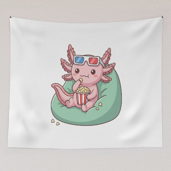 Item preview, Cute Axolotl Watching Movie Popcorn designed and sold by Ella_Sketch.