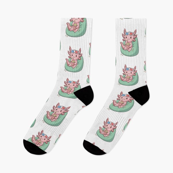 Item preview, Cute Axolotl Watching Movie Popcorn designed and sold by Ella_Sketch.