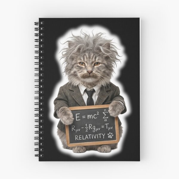 Item preview, Purr-fect Relativity: Einstein-Inspired Trio on Blackboard designed and sold by CatstheticShop1.