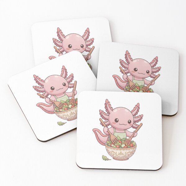Item preview, Cute Axolotl Making Fresh Salad designed and sold by Ella_Sketch.