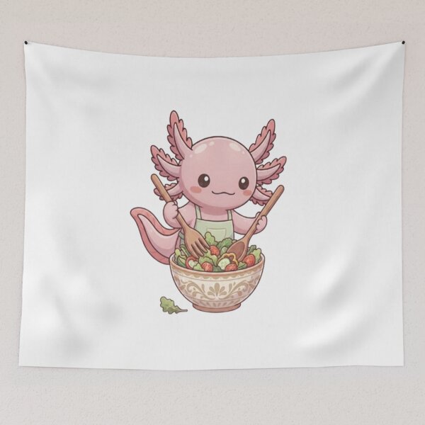 Item preview, Cute Axolotl Making Fresh Salad designed and sold by Ella_Sketch.