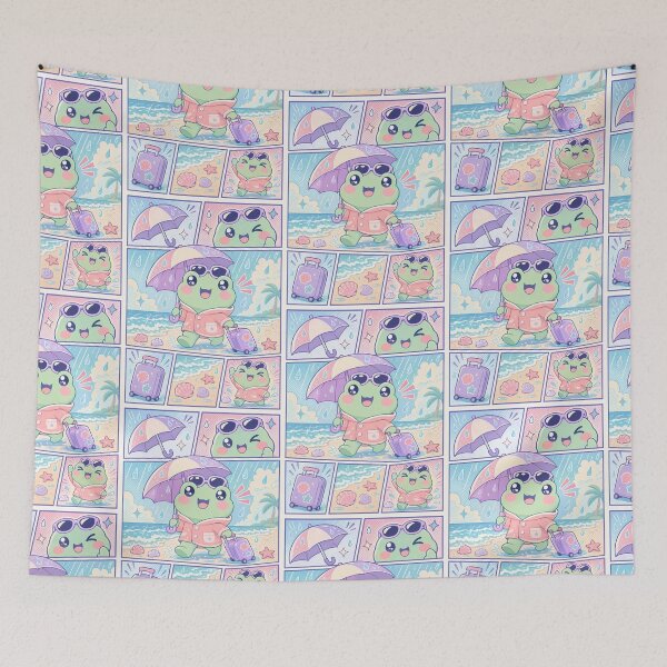 Item preview, Kawaii Frog Rainy Beach Vacation designed and sold by Magmashup.