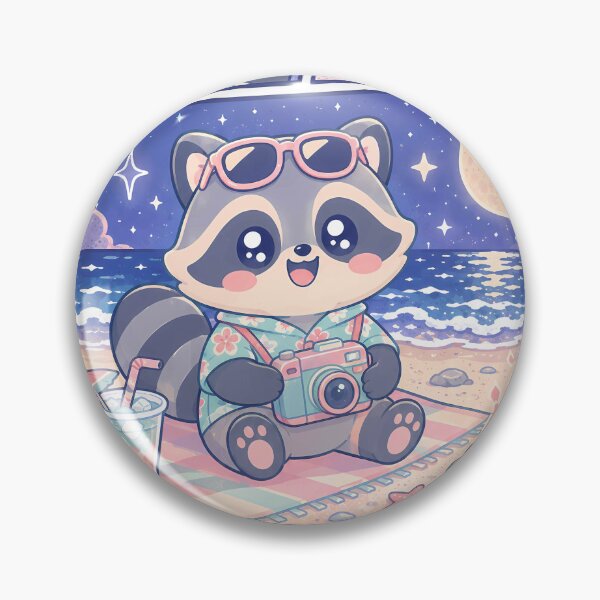 Item preview, Kawaii Raccoon Night Beach Vacation designed and sold by Gift Phrase Studio.
