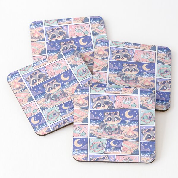 Item preview, Kawaii Raccoon Night Beach Vacation designed and sold by Magmashup.