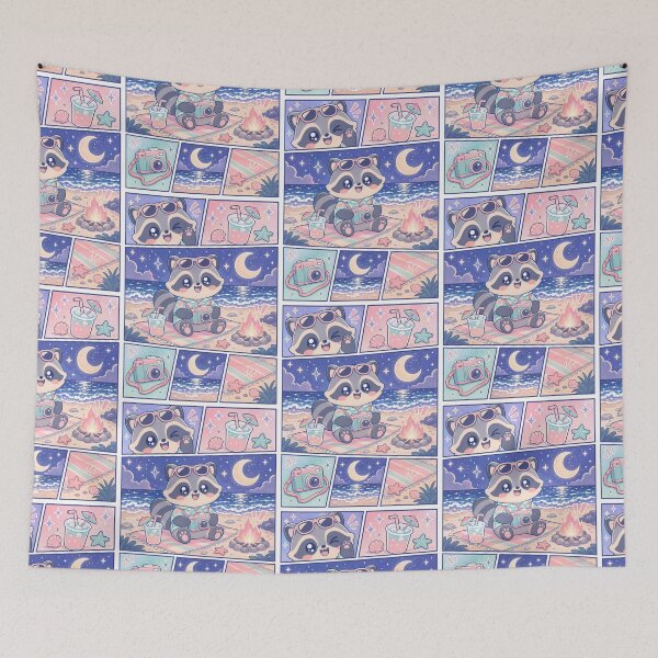Item preview, Kawaii Raccoon Night Beach Vacation designed and sold by Gift Phrase Studio.