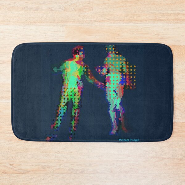 Item preview, Neon Glitch Abstract Figures Holding Hands designed and sold by MikZviagin.