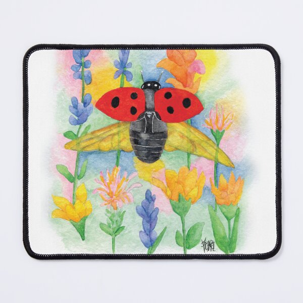 Item preview, RED LADYBUG FLYING OVER GARDEN designed and sold by Jesus Vichareli.