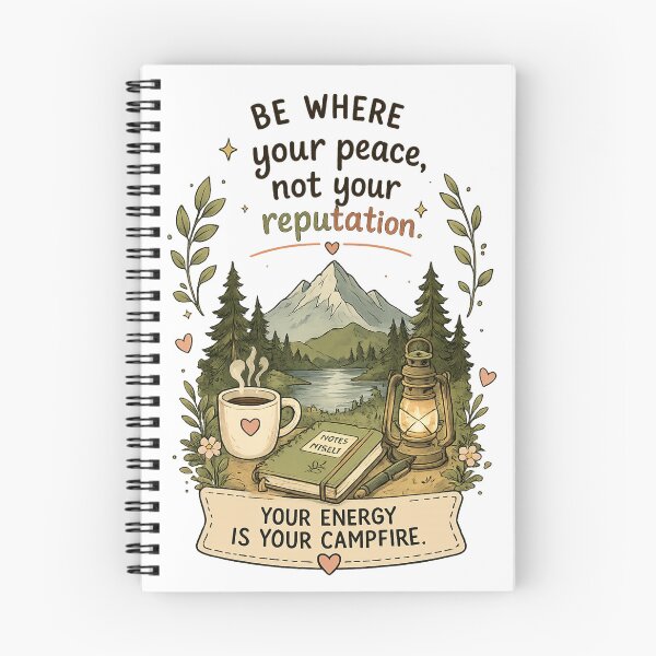 Item preview, Be Where Your Energy Is Your Campfire Sticker | Nature Self Care Quote | Mountain Illustration designed and sold by LittleJoyStudio.Art.