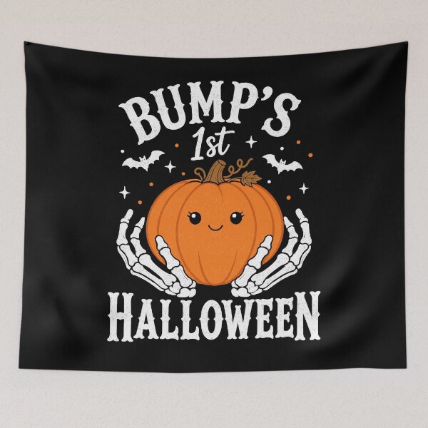 Item preview, Bump’s First Halloween Cute Pumpkin Baby Bump Reveal designed and sold by FreshVibe Prints.
