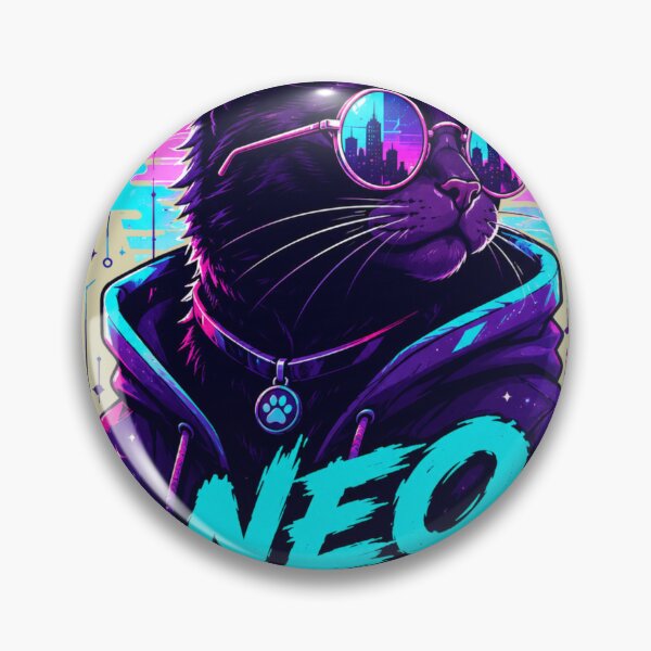 Item preview, Cyberpunk Cat Retro Neon 80s Aesthetic Art designed and sold by Retro Rascals Co..