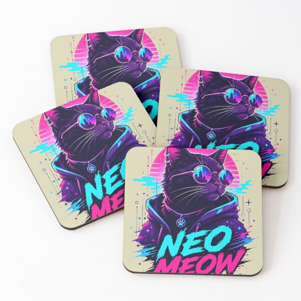 Item preview, Cyberpunk Cat Retro Neon 80s Aesthetic Art designed and sold by Retro Rascals Co..