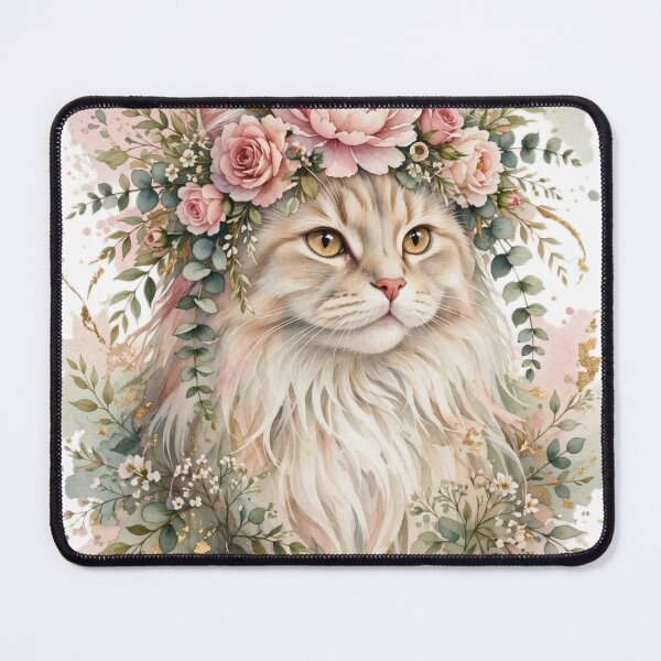 Item preview, Cat Mom Canvas Wall Art | Floral Crown Peony Rose | Boho Watercolor Cat Decor designed and sold by Donartpictures.