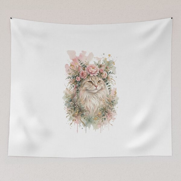 Item preview, Cat Mom Canvas Wall Art | Floral Crown Peony Rose | Boho Watercolor Cat Decor designed and sold by Donartpictures.