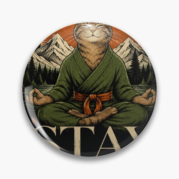 Item preview, Stay Zen Meditating Cat Mountain Nature Art designed and sold by Retro Rascals Co..
