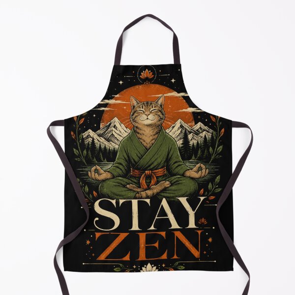 Item preview, Stay Zen Meditating Cat Mountain Nature Art designed and sold by Retro Rascals Co..