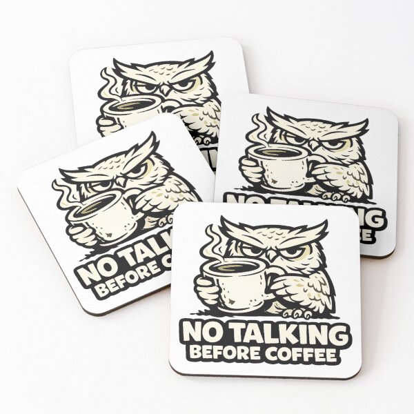 Item preview, Funny Owl Coffee Sticker | No Talking Before Coffee | Coffee Lover Gift designed and sold by Gremlin Hours.