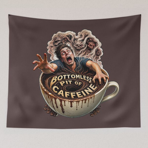 Item preview, Bottomless Pit of Caffeine – Funny Horror Coffee Monster | Dark Humor Gothic Coffee Lover Design designed and sold by puzzell.