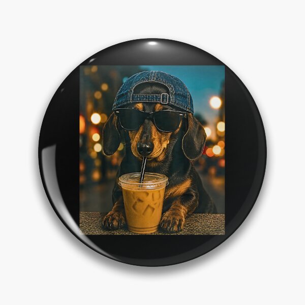 Item preview, Funny Dachshund Drinking Iced Coffee Office Meme designed and sold by Rahamkshop.