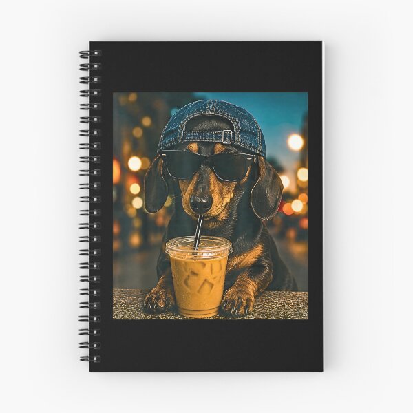 Item preview, Funny Dachshund Drinking Iced Coffee Office Meme designed and sold by Rahamkshop.