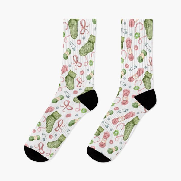 Item preview, Cozy Knitting Watercolor Seamless Pattern Socks, Yarn & Knitting Supplies designed and sold by White Rabbit Design .