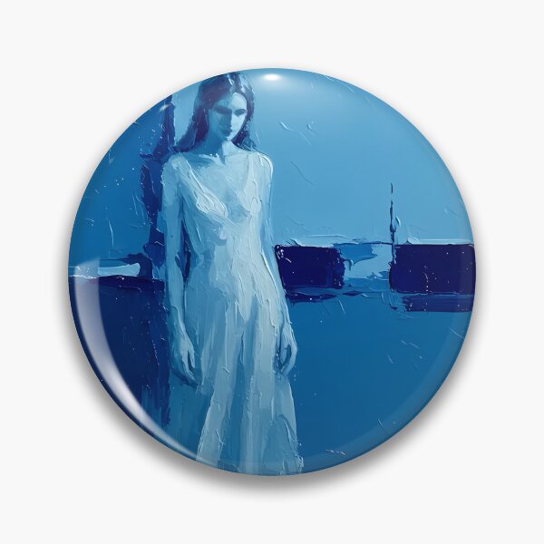 Item preview, Shades of Blue - Monochromatic Impasto Oil Painting Portrait designed and sold by ondante.