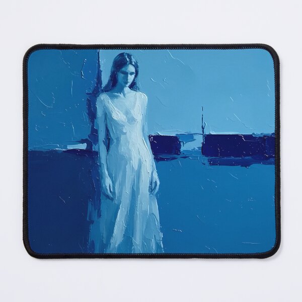 Item preview, Shades of Blue - Monochromatic Impasto Oil Painting Portrait designed and sold by ondante.