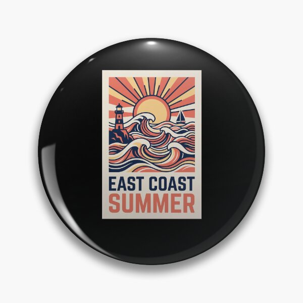 Item preview, East Coast Summer Lighthouse Ocean Waves Retro designed and sold by snowry.