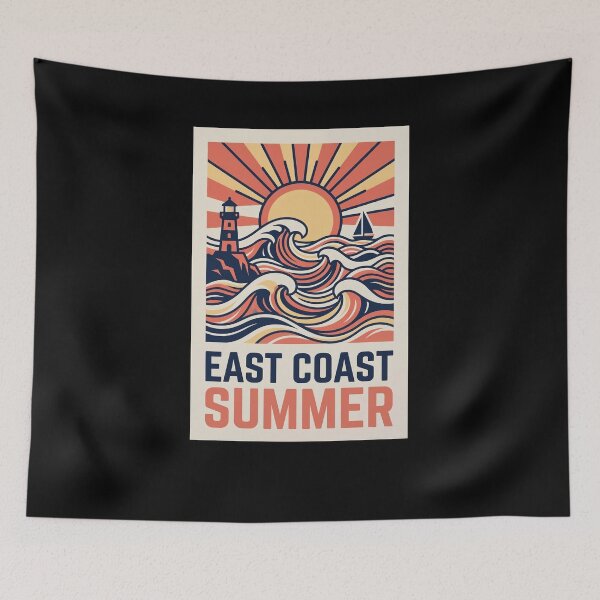 Item preview, East Coast Summer Lighthouse Ocean Waves Retro designed and sold by snowry.