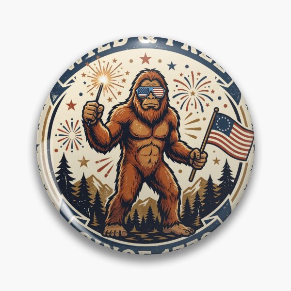 Item preview, Wild and Free Bigfoot Mountain Badge designed and sold by Roy & Tiffany.
